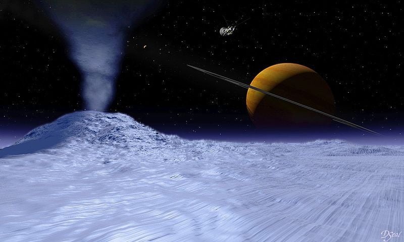 Visión artística del cielo de Encélado